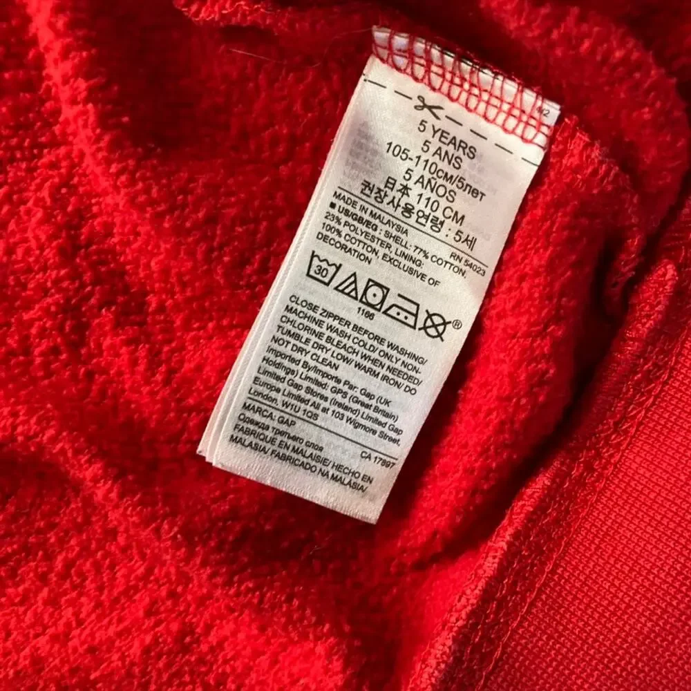 Baby Gap Toddler Logo Zipper Hoodie - Firetrucks - Red Blue - 5T